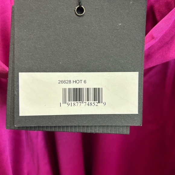 Mac Duggal NWT 26628 SATIN LAPEL PUFF SLEEVE TEA LENGTH DRESS - Picture 8 of 8